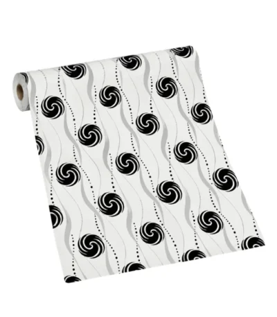 Auspicious Wallpaper 20202 – white wallpaper with black-and-grey swirling motifs