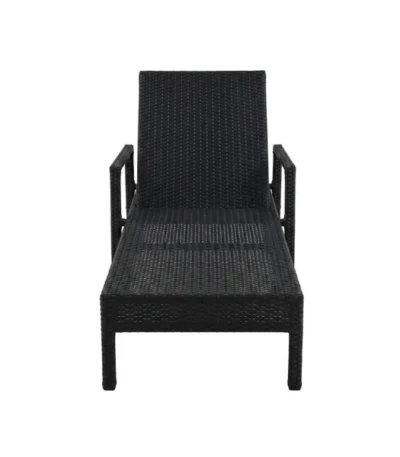 Black Synthetic Rattan Outdoor Sun Lounger – main product view