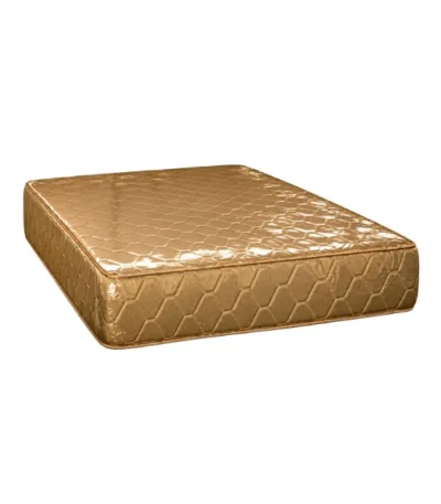 Quilted Foam Mattress – 6 × 4.5 ft × 10 in – quilted mattress with a gold-patterned cover