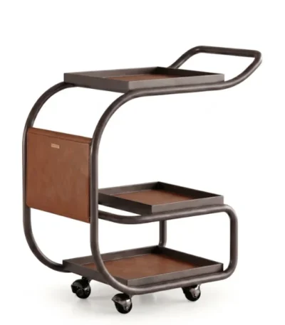 Three-Tier Leather Bar Cart - main product view