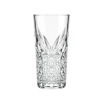 Timeless Tumbler Long – 4 Pieces 360 ml – clear tall tumbler with a cut-crystal style pattern