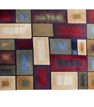 Multicolour Rectangular Geometric Area Rug – main product view