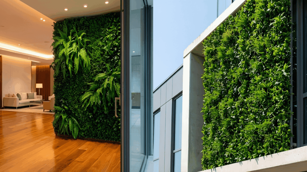 Indoor and outdoor wall panels designed for different environmental conditions